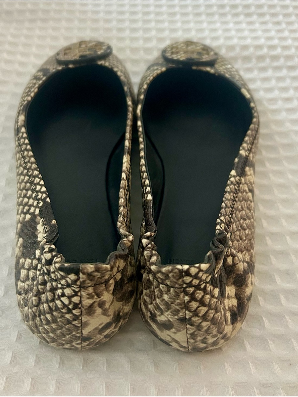 Tory Burch Snake-Print Emma Ballet Flats in Natural and Black - Picture 3 of 8
